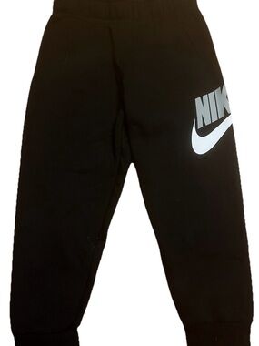 Nike Little Boys Black Jogger Pants with White Logo  - Size 4T